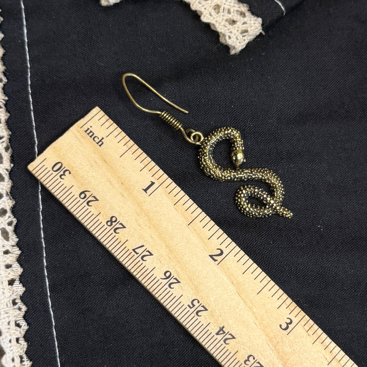 Beautiful Solid Brass Snake Serpent Drop Earrings