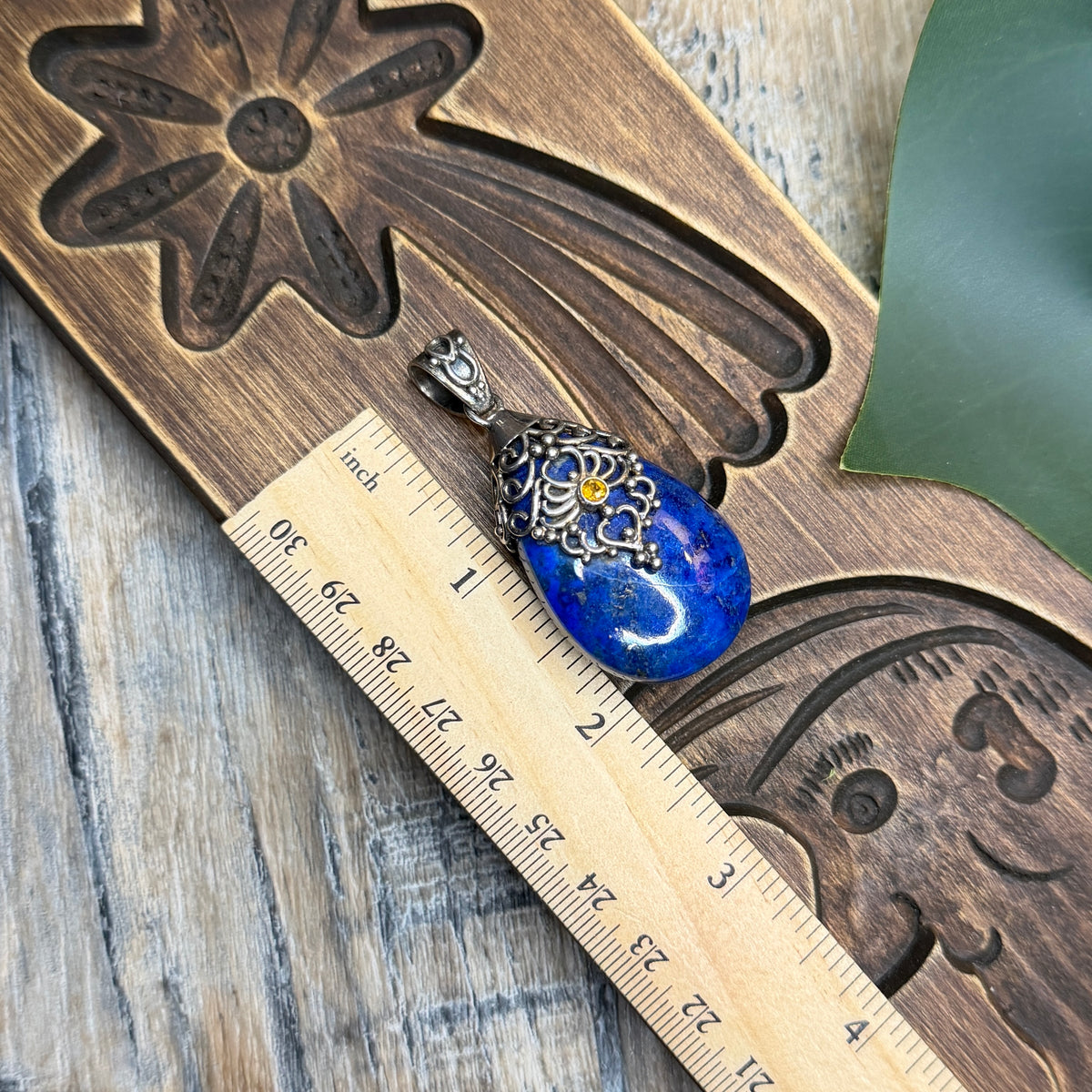 Dreamy Sterling Silver Chunky Doug Paulus Lapis Lazuli with Citrine Pendant