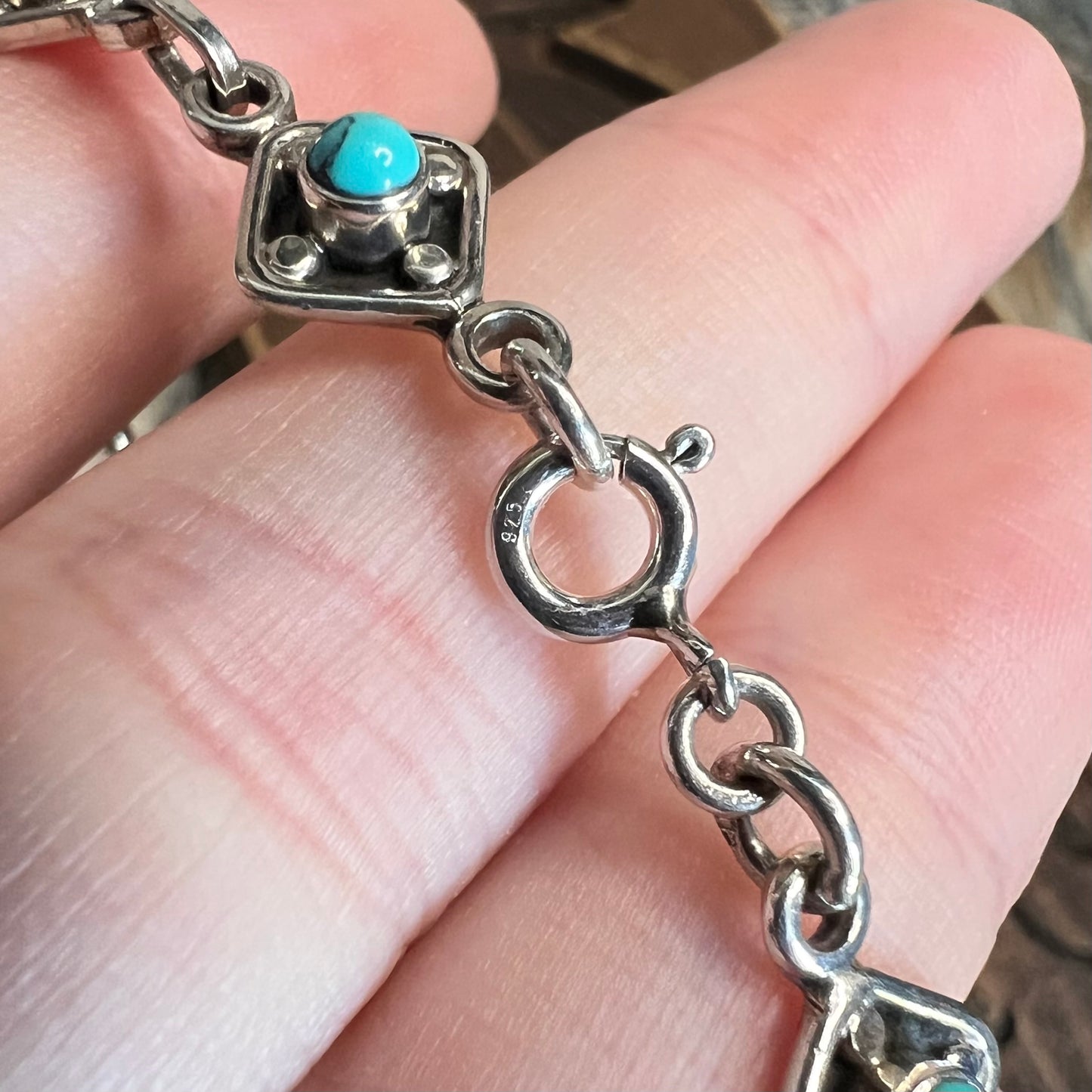 Beautiful Doug Paulus Sterling Silver Turquoise Panel Bracelet 7 1/2 Inch Length