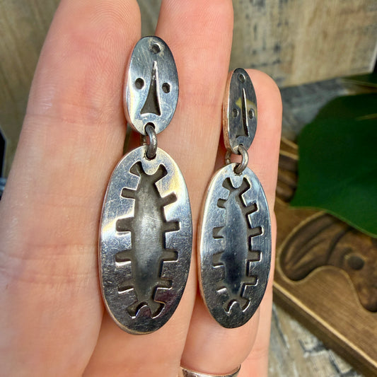 Chunky Abstract Sterling Silver Modernist Earrings