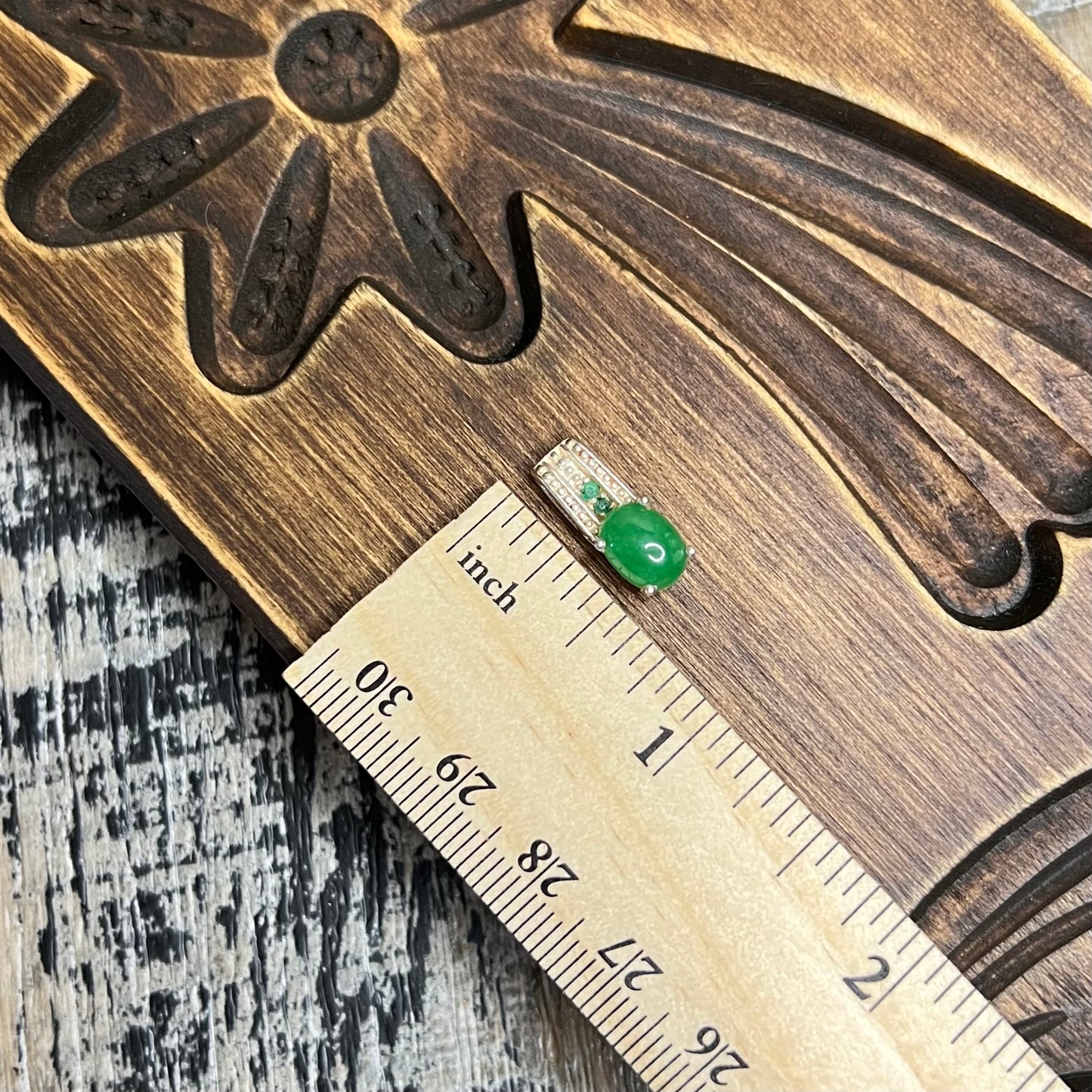 Delicate Sterling Silver Miniature Jade Pendant Charm