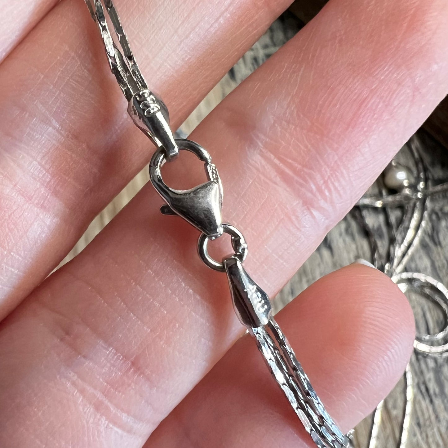 Beautiful Sterling Silver Pearl Station Multi Strand Necklace