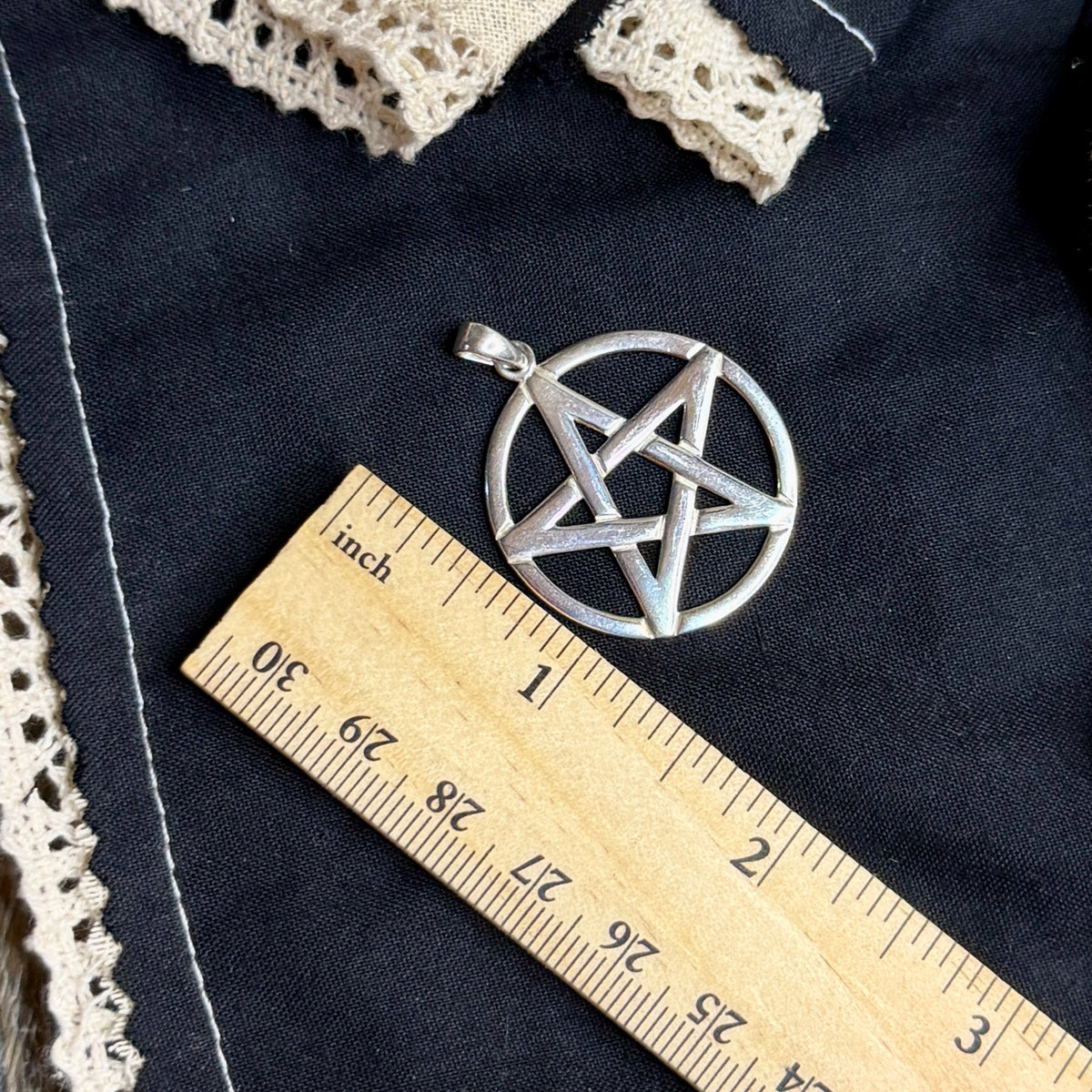 Spooky Sterling Silver Simple Pentacle Pendant