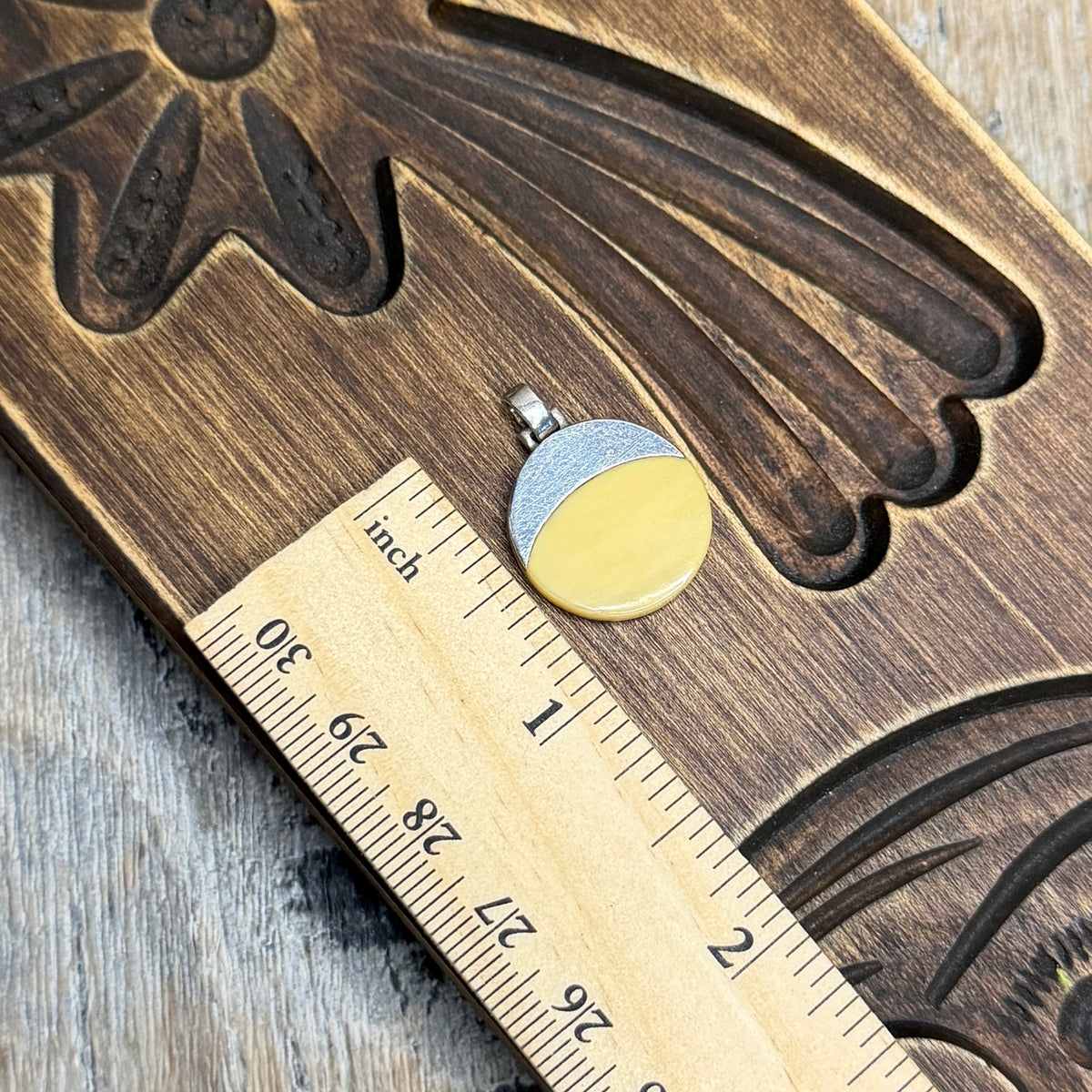 Celestial Sterling Silver Butterscotch Amber Sun / Moon Pendant