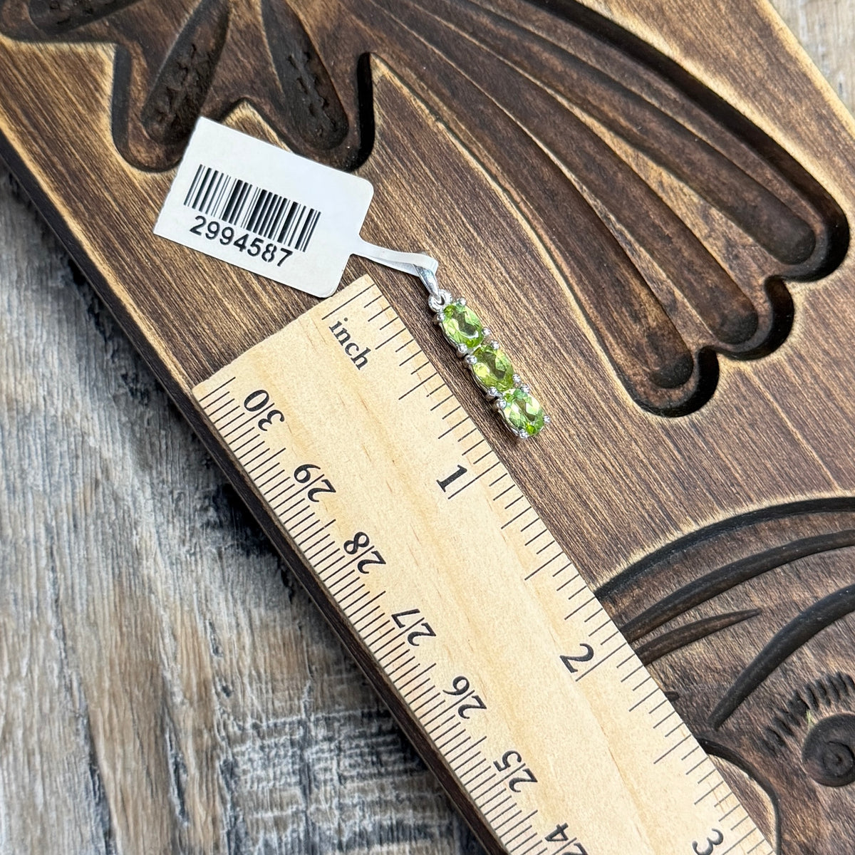Dreamy Sterling Silver Green Gemstone Trio Drop Pendant