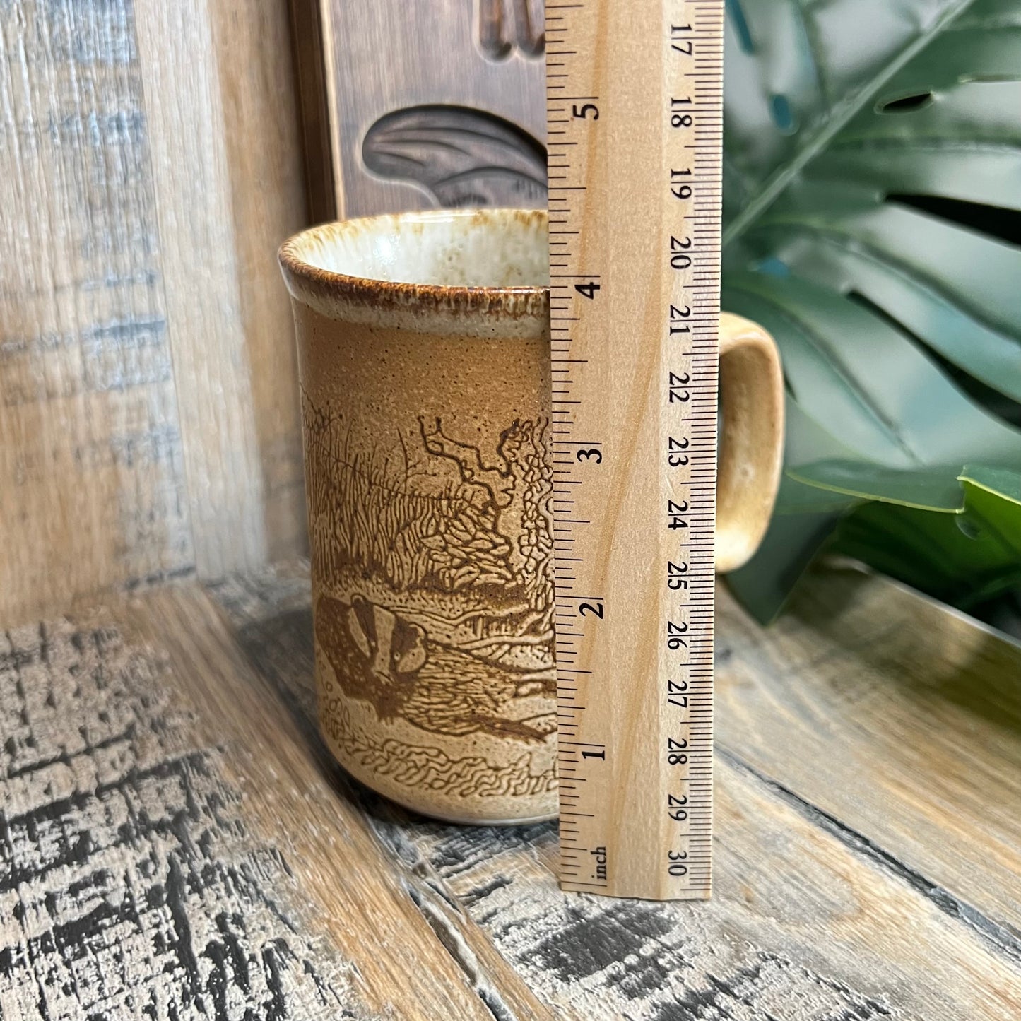 Vintage Dunoon Speckled Stoneware Badger Woodland Made in Scotland Mug