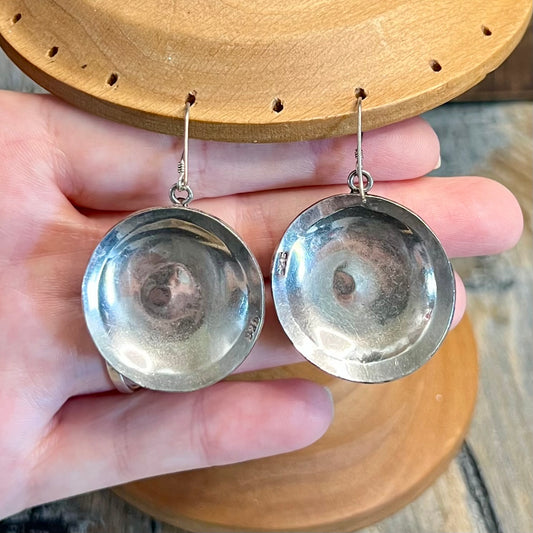 Chunky Sterling Silver Lapis Lazuli Rope Edge Earrings