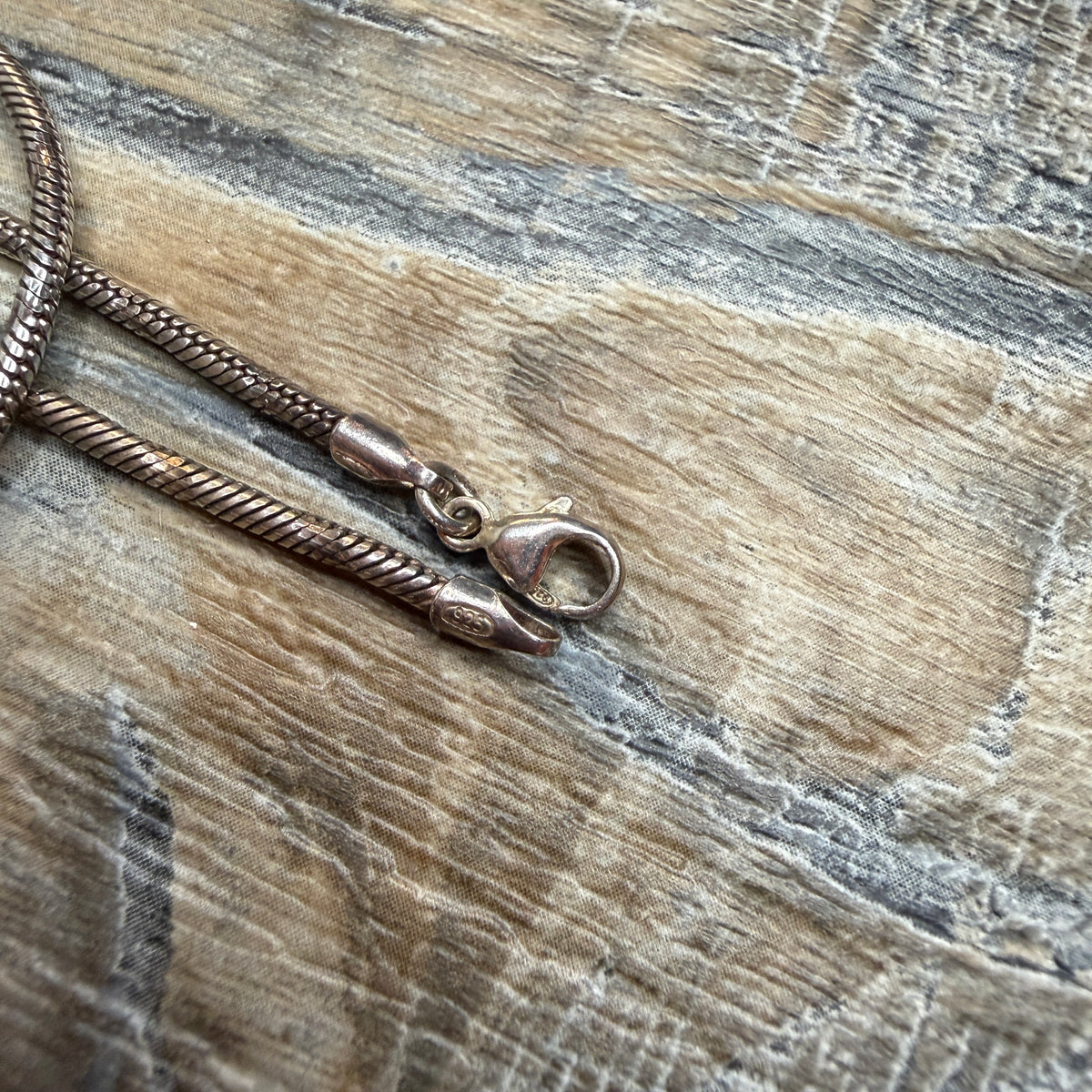 Sterling Silver Etched Snake Chain 18 Inch Length