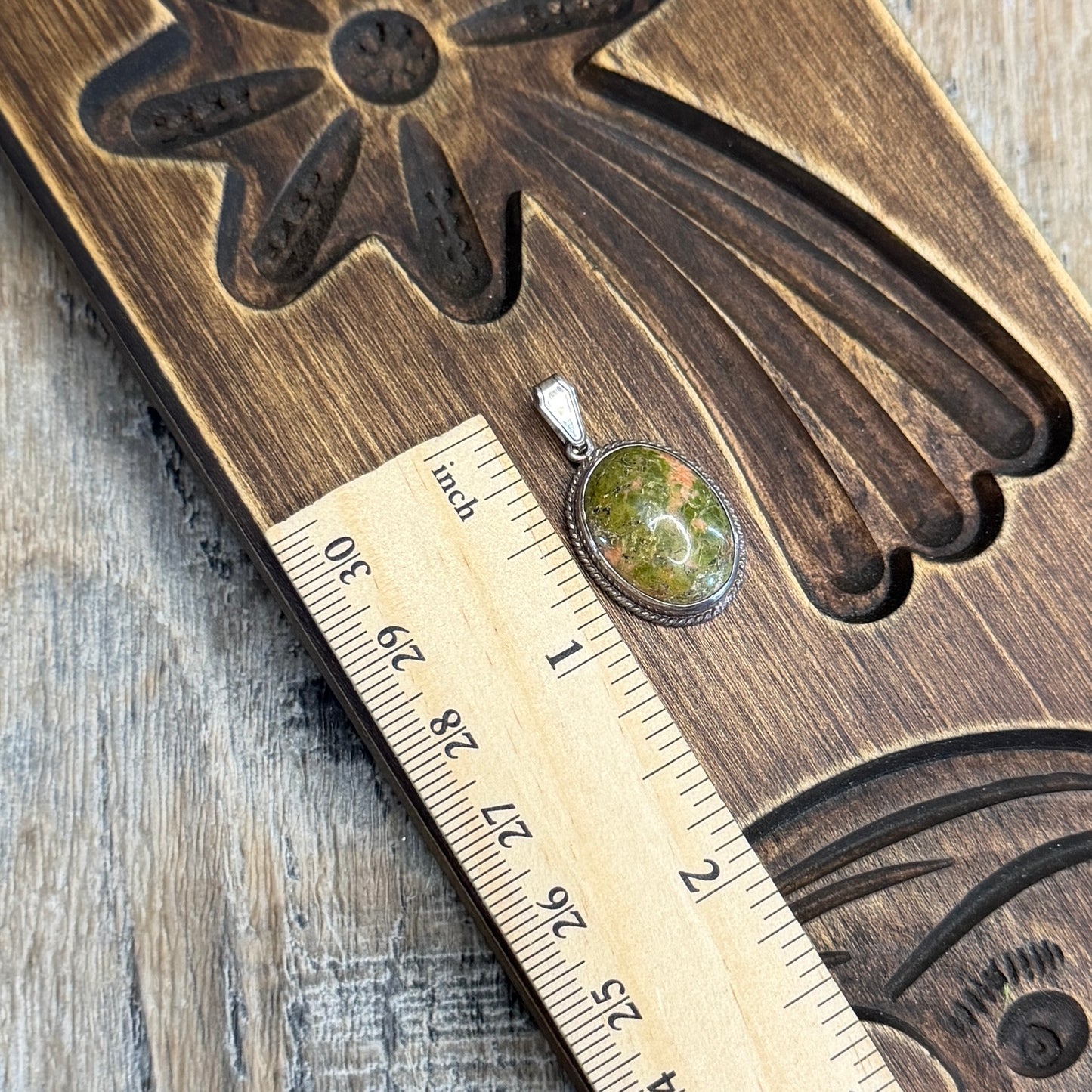 Beautiful Vintage 835 Sterling Silver Unakite Pendant