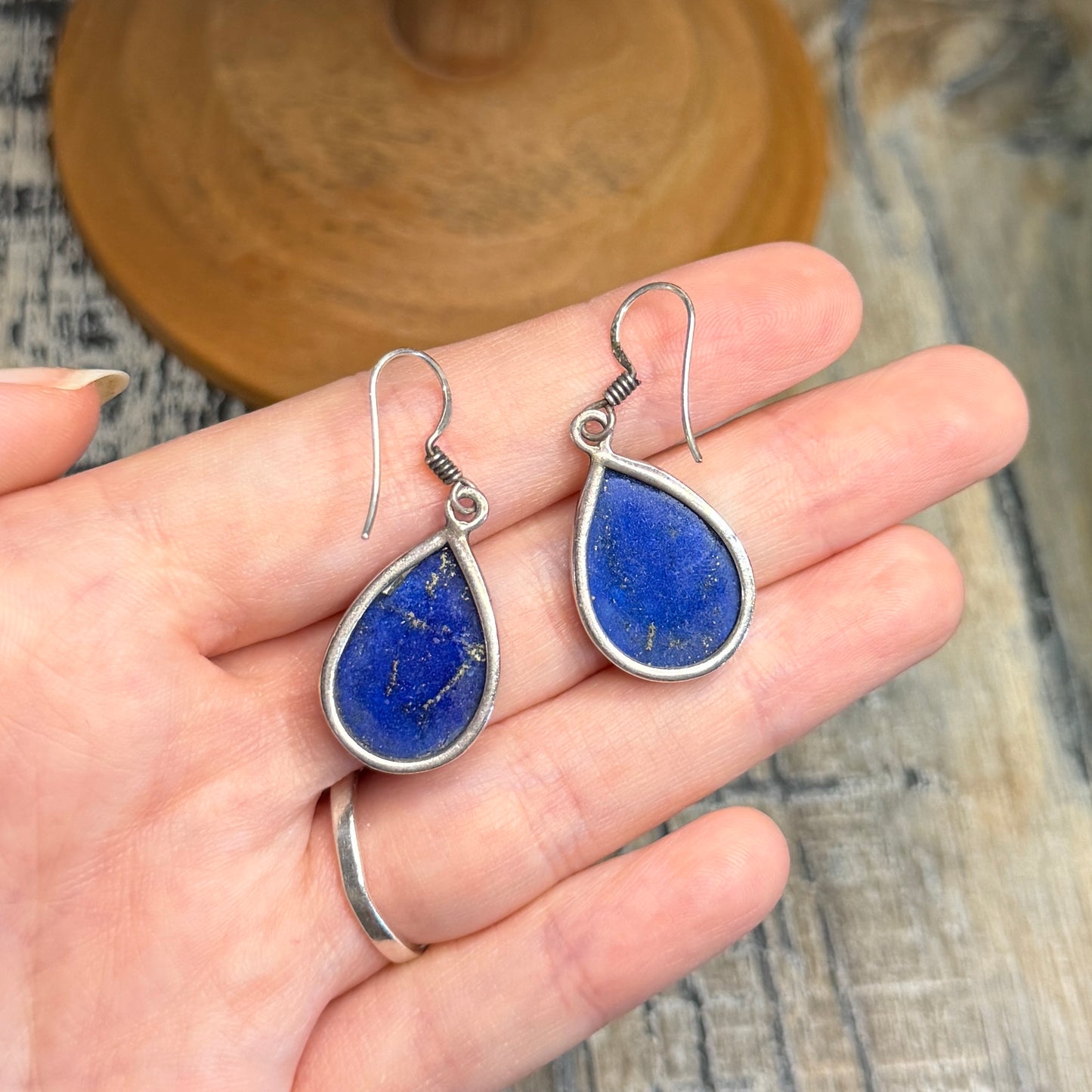 Chunky Sterling Silver Lapis Lazuli Teardrop Earrings