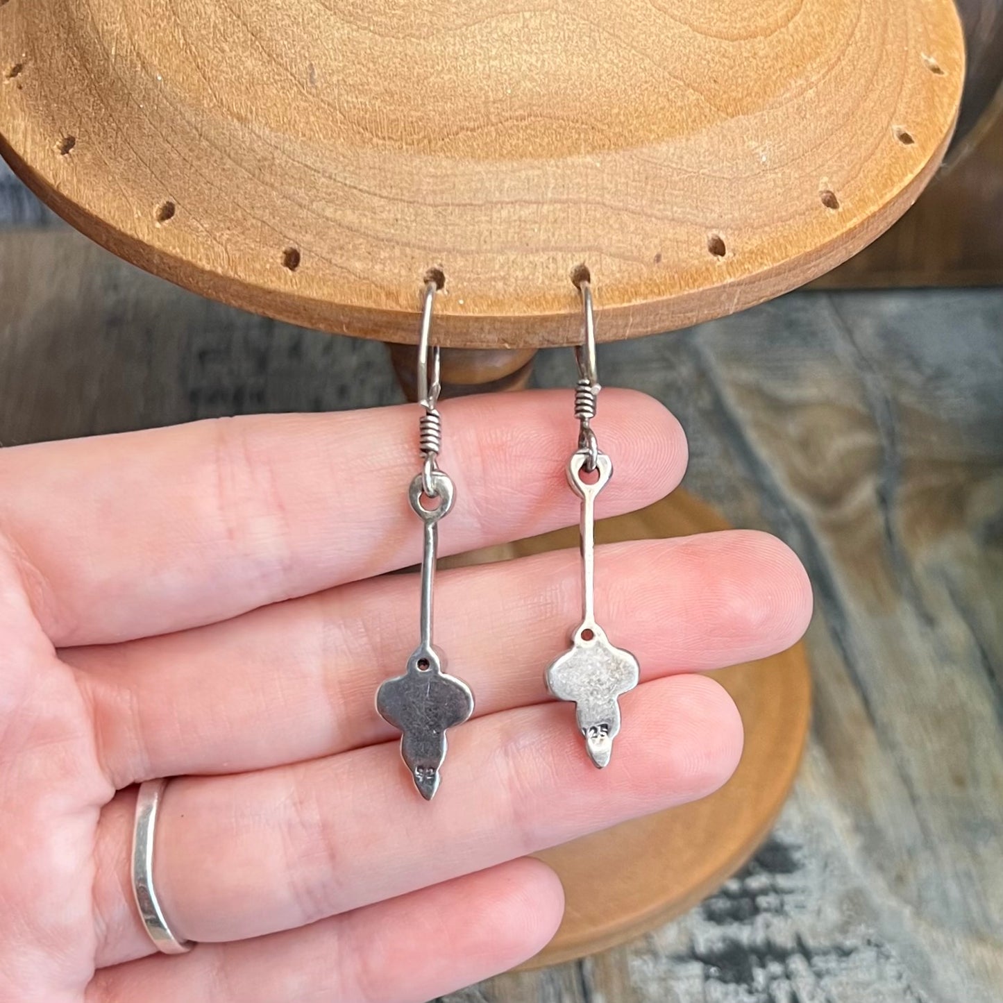 Chunky Boho Sterling Silver Clear Stone Drop Earrings
