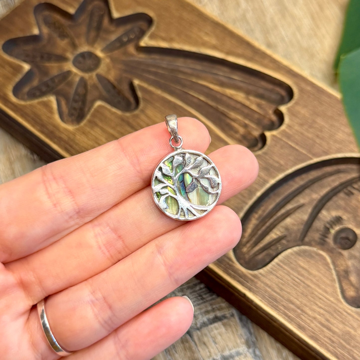 Whimsy Sterling Silver Tree Cut Out Shell Pendant