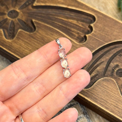 Beautiful Sterling Silver Moonstone Trio Drop Pendant