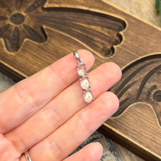 Beautiful Sterling Silver Moonstone Trio Drop Pendant