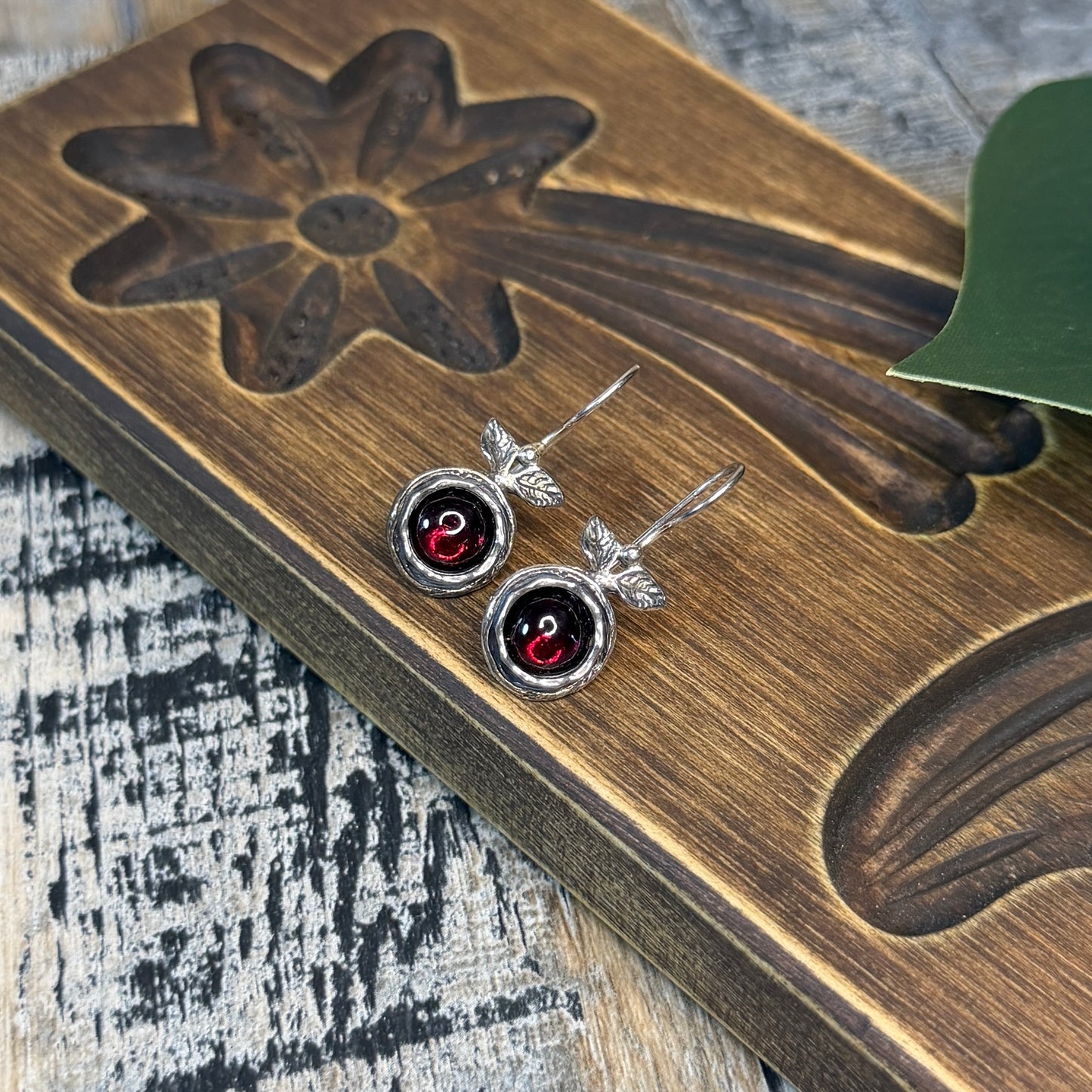 Stunning Sterling Silver Designer Pomegranate Hook Earrings