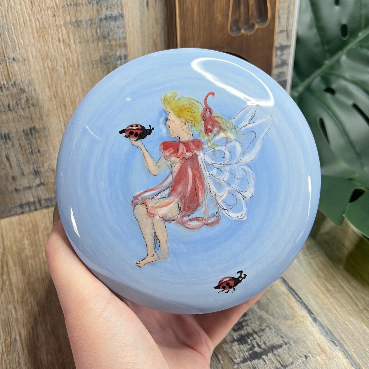 Whimsy Handmade Fairy / Insect Ceramic Keepsake Trinket Box