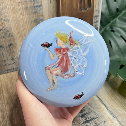 Whimsy Handmade Fairy / Insect Ceramic Keepsake Trinket Box