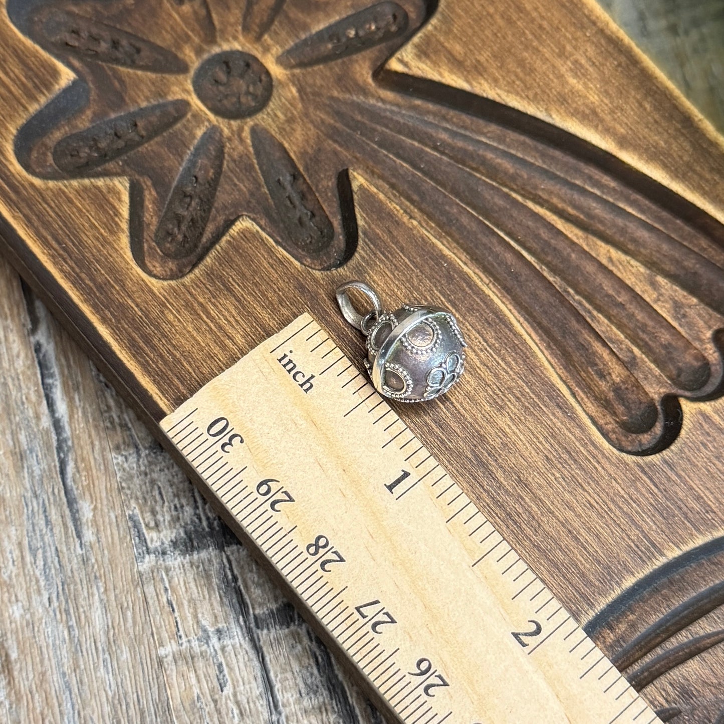 Dreamy Granulated Sterling Silver Chiming Ball Orb Pendant