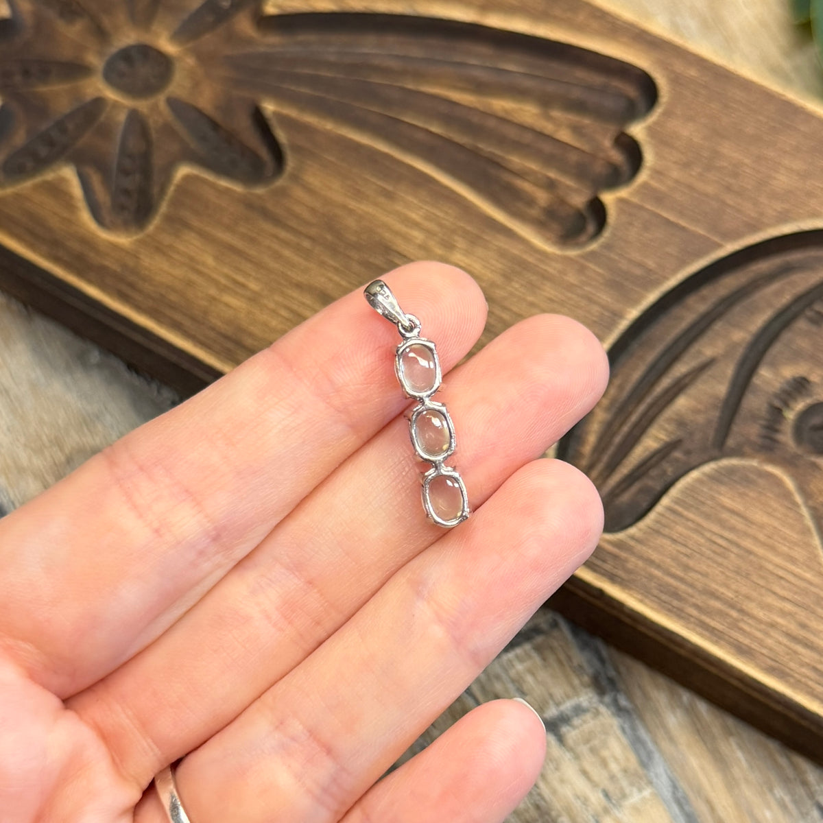 Beautiful Sterling Silver Moonstone Trio Drop Pendant