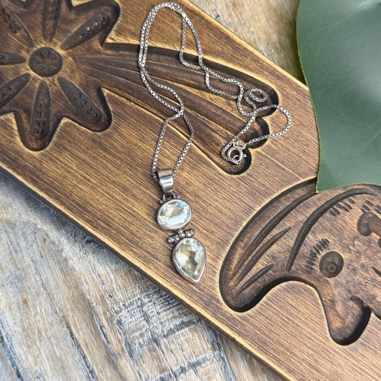 Dreamy Sterling Silver Chunky Articulated Quartz Pendant Necklace