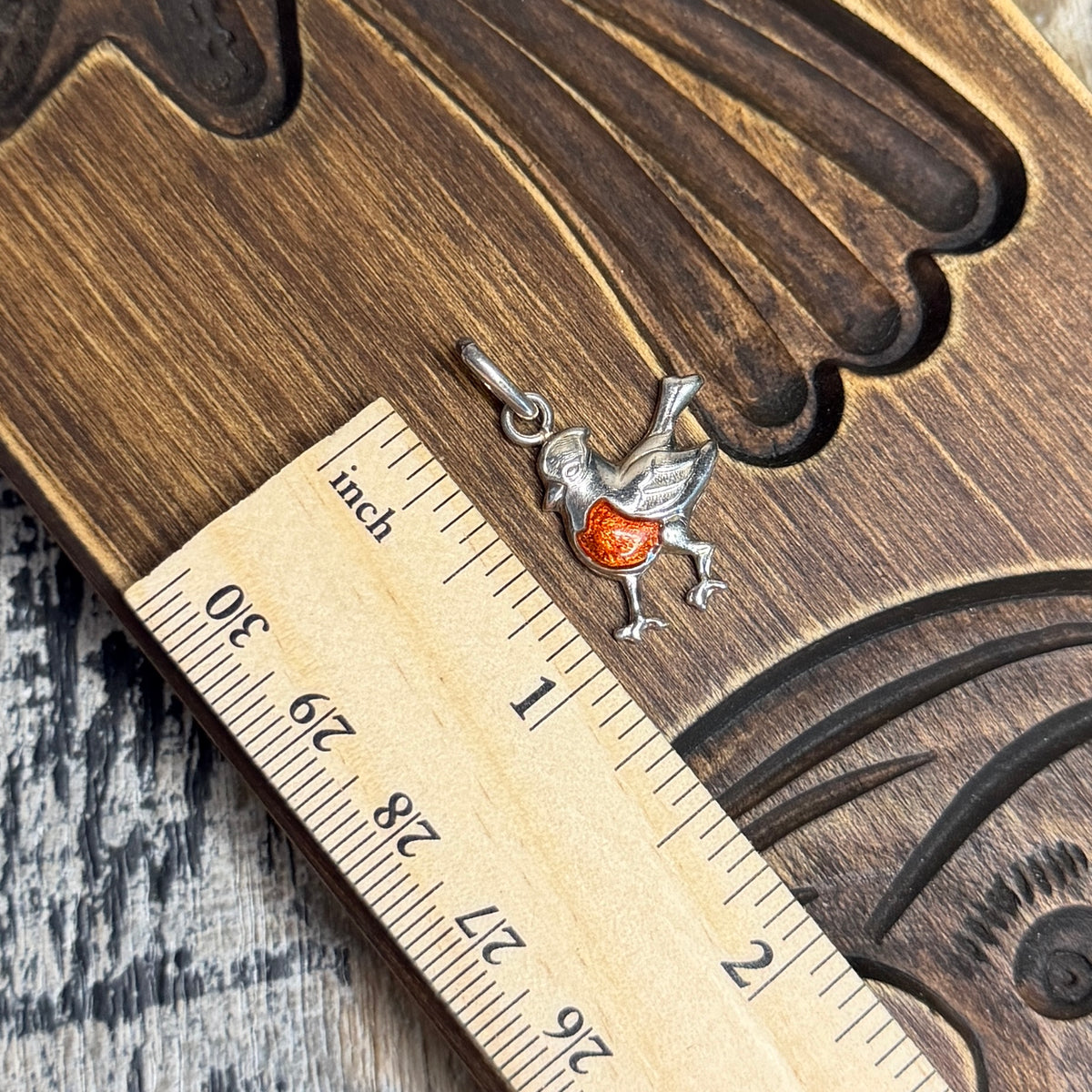 Whimsy Designer Sterling Silver Red Robin / Bird Charm Pendant