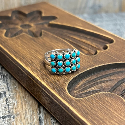 Chunky Designer Doug Paulus India Sleeping Beauty Green Blue Turquoise Ring Size T 1/2