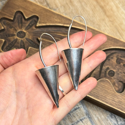 Stunning Sterling Silver Inverted Cone Statement Earrings