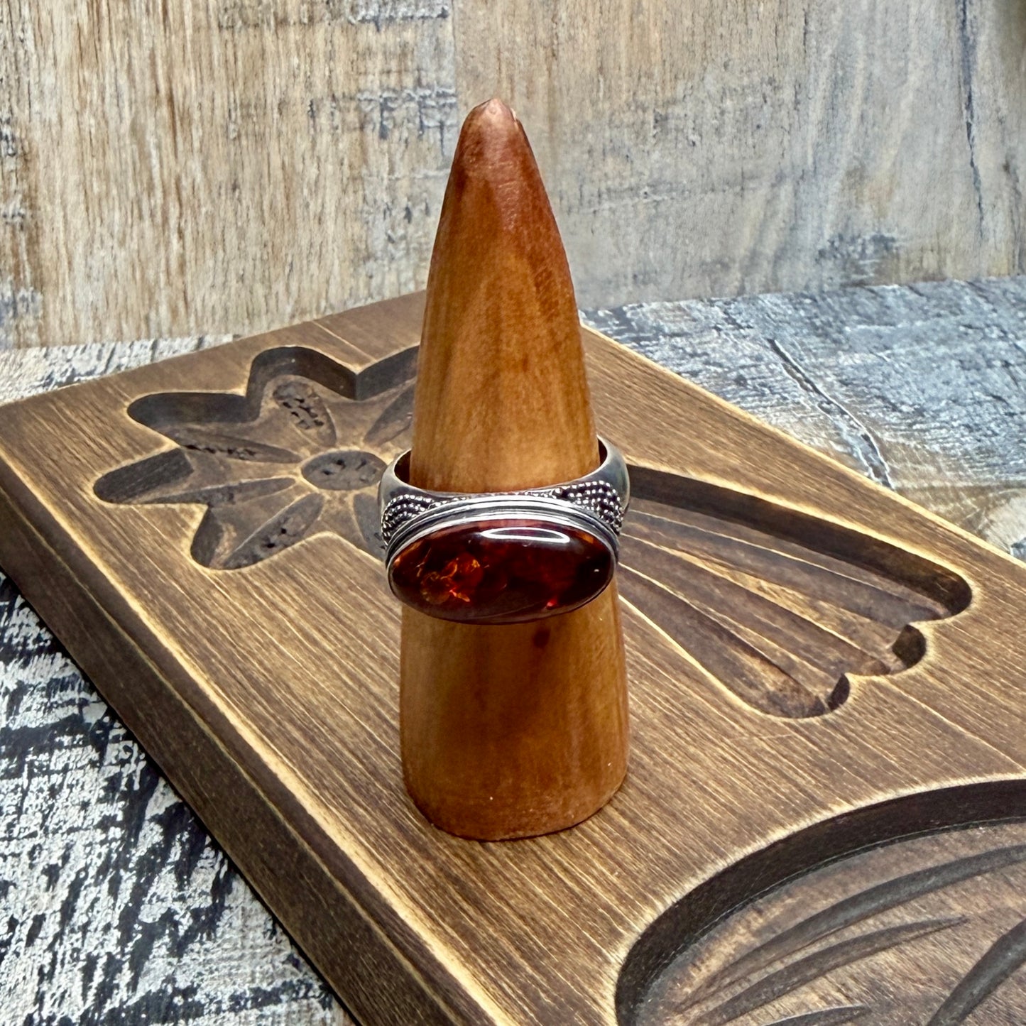 Dreamy Designer Suarti BA Amber Chunky Sterling Silver Ring size R