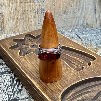 Dreamy Designer Suarti BA Amber Chunky Sterling Silver Ring size R