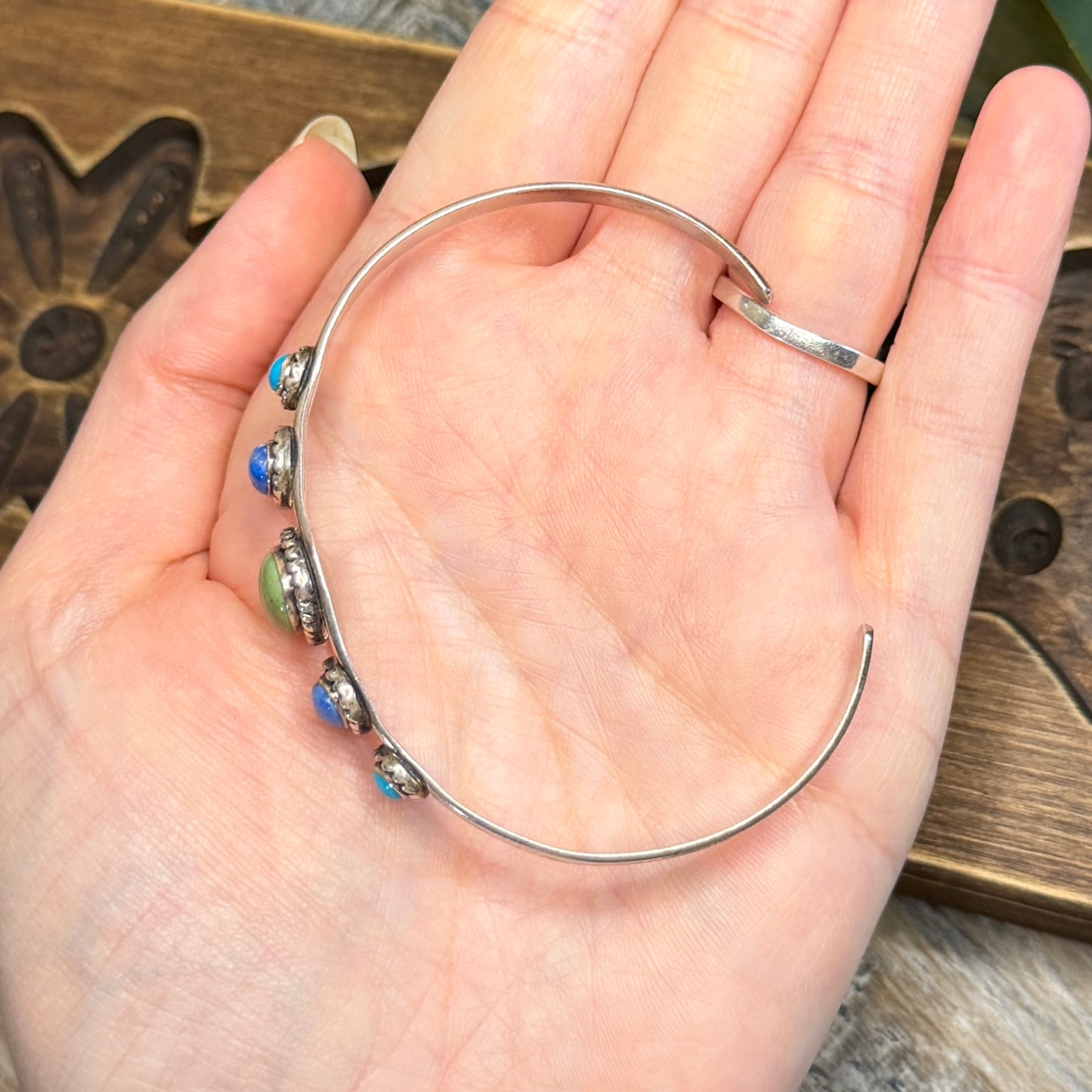Dreamy Native Quoc QT Sterling Silver Turquoise Cuff Bangle