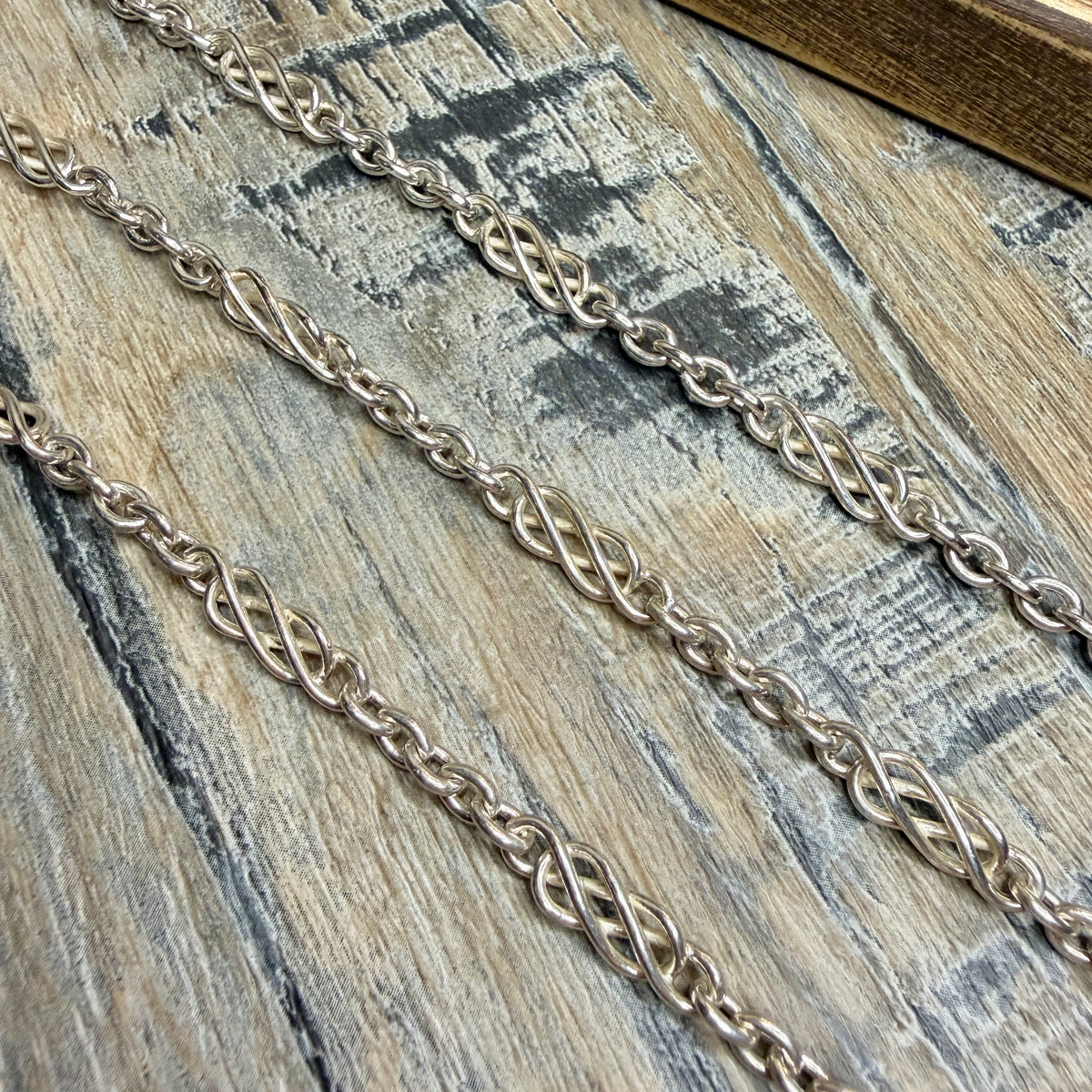 Sterling Silver Chunky Fancy Link 28 Inch Length Fully Hallmarked Chain