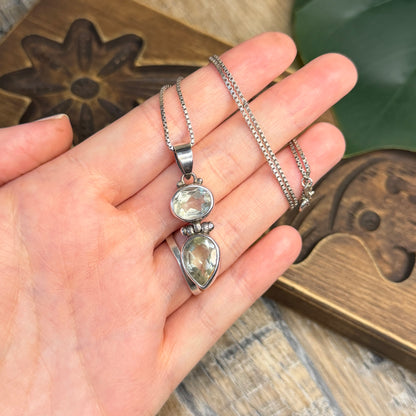 Dreamy Sterling Silver Chunky Articulated Quartz Pendant Necklace