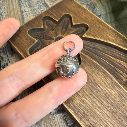Dreamy Granulated Sterling Silver Chiming Ball Orb Pendant