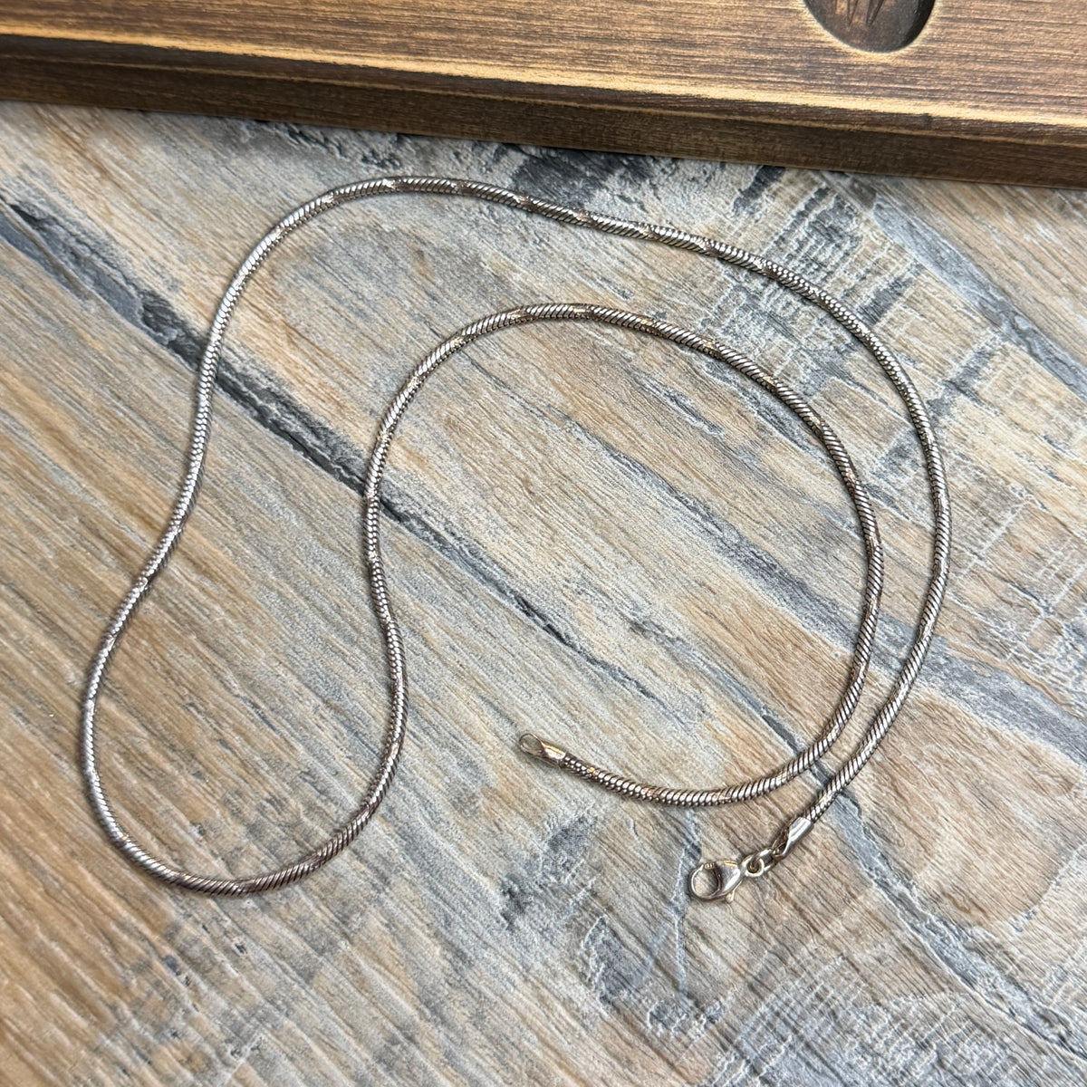 Sterling Silver Etched Snake Chain 18 Inch Length