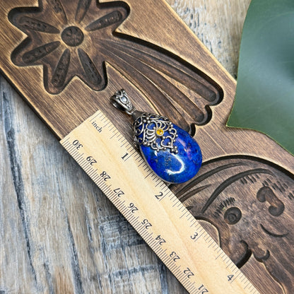 Dreamy Sterling Silver Chunky Doug Paulus Lapis Lazuli with Citrine Pendant