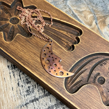 Celestial Artisan Copper Man In The Moon Pendant Necklace