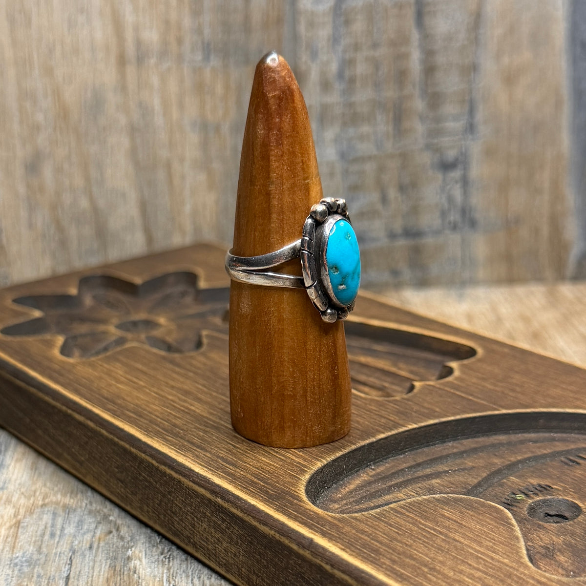 Beautiful Sterling Silver Native American Turquoise Ring size O