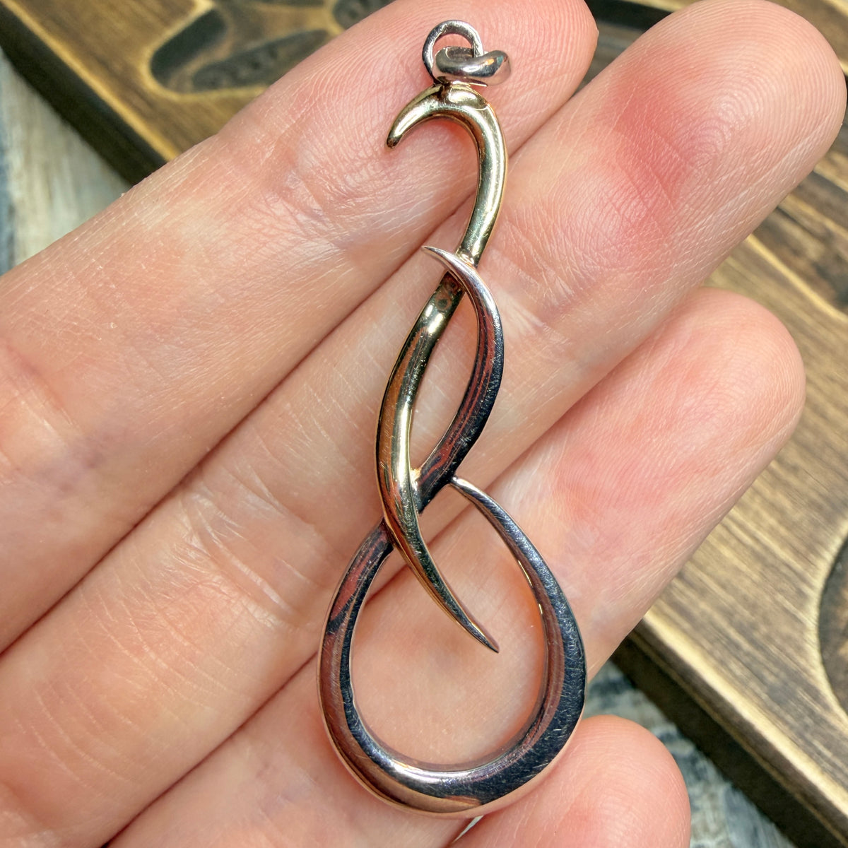 Whimsy Sterling Silver With Gold Swirl Organic Pendant