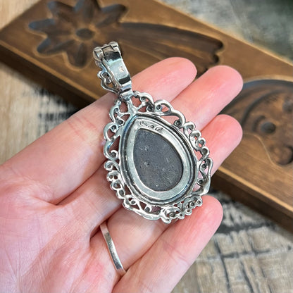 Carolyn Pollack Relios Southwestern Ornate Sterling Silver Apatite Pendant