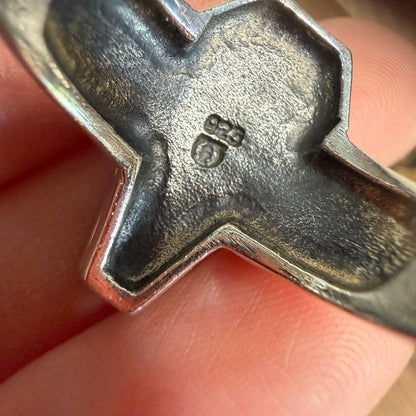 Stunning Sterling Silver Chunky Gothic Coffin Poison Ring Size O 1/2