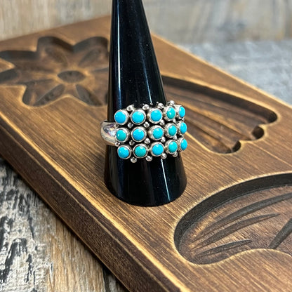 Chunky Designer Doug Paulus India Sleeping Beauty Green Blue Turquoise Ring Size T 1/2