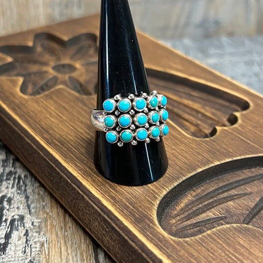 Chunky Designer Doug Paulus India Sleeping Beauty Green Blue Turquoise Ring Size T 1/2