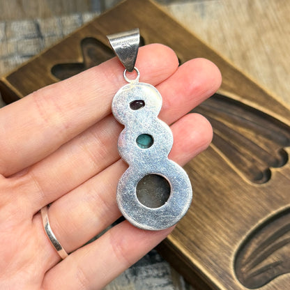 Magical Sterling Silver Labradorite Turquoise Amethyst Trio Pendant