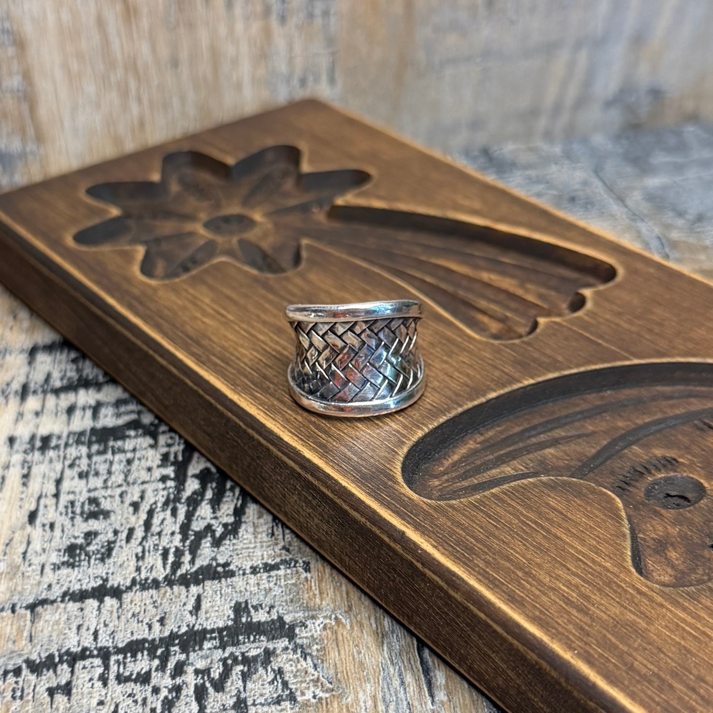 Dreamy Sterling Silver Woven Basket Weave Ring Size O 1/2