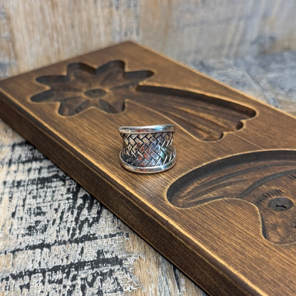 Dreamy Sterling Silver Woven Basket Weave Ring Size O 1/2