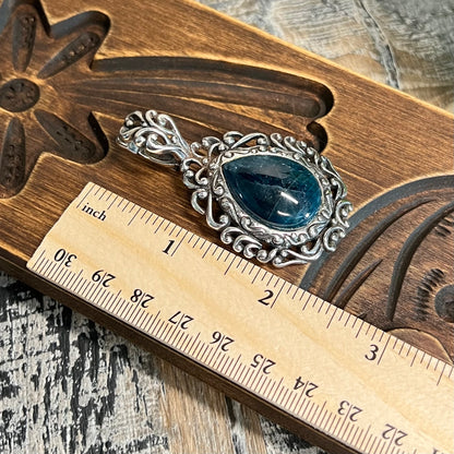 Carolyn Pollack Relios Southwestern Ornate Sterling Silver Apatite Pendant