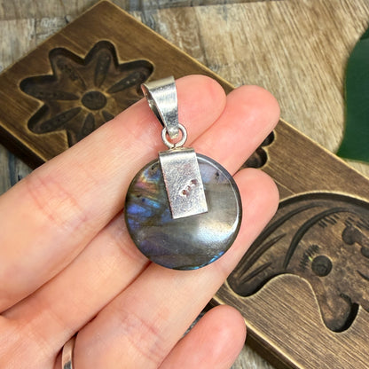 Celestial Sterling Silver Labradorite Sun Face Pendant