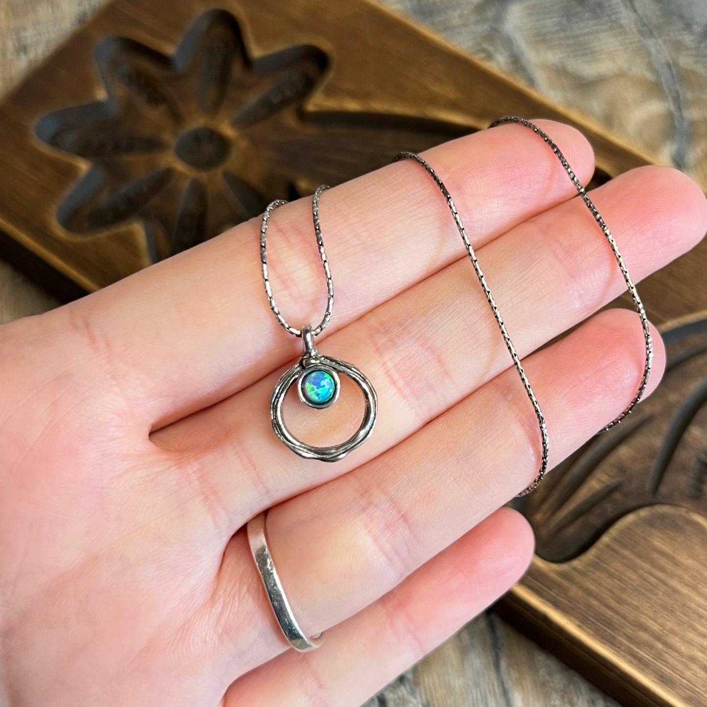 Dreamy Sterling Silver Aviv Didae Israel Opal Pendant Necklace