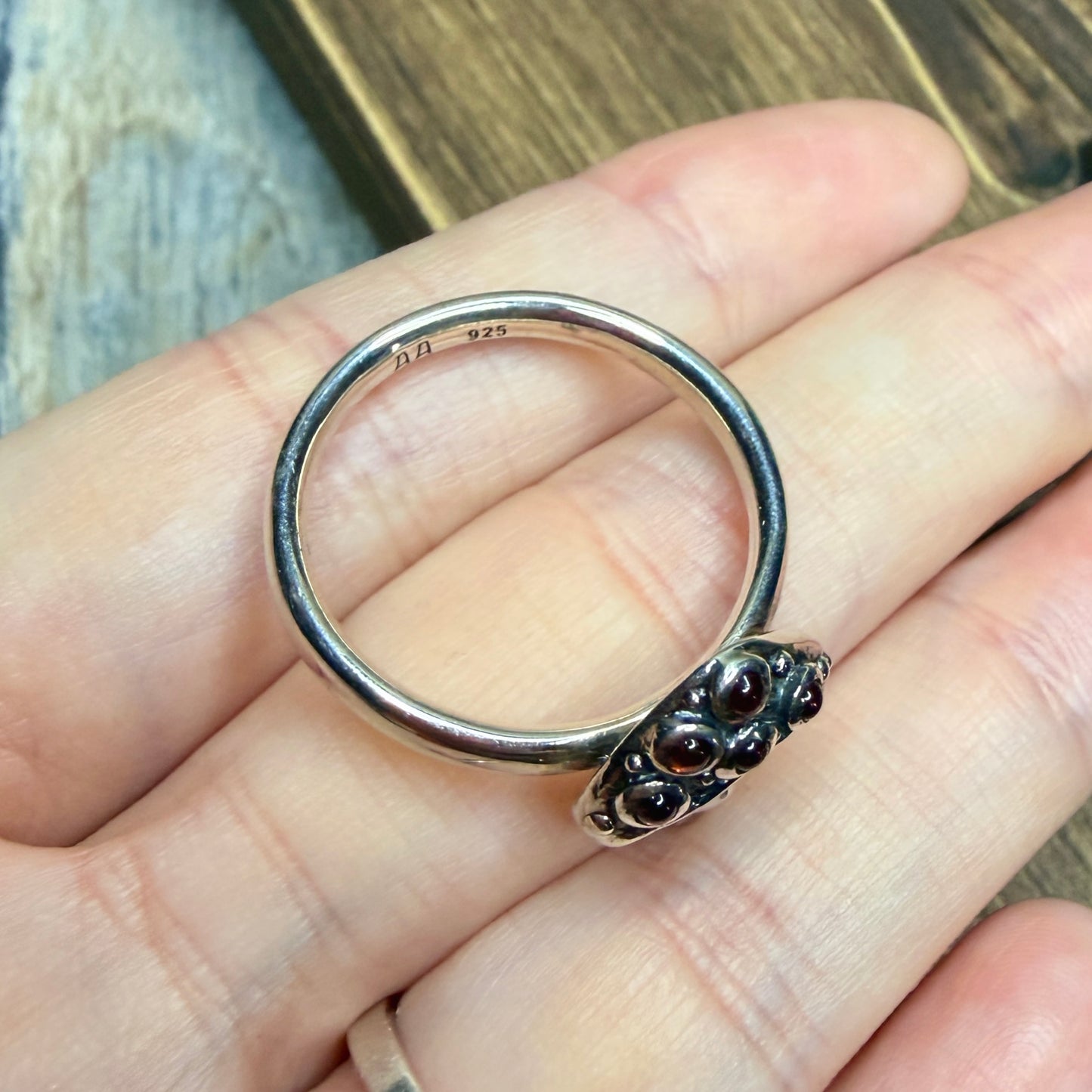 Whimsy Sterling Silver As Above Garnet Mushroom Ring size W
