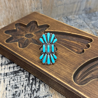 Stunning Francis M Begay Native American Navajo Needlepoint Turquoise Ring size M